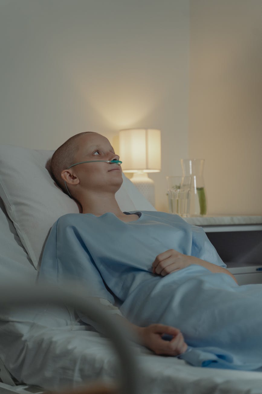 patient lying on hospital bed